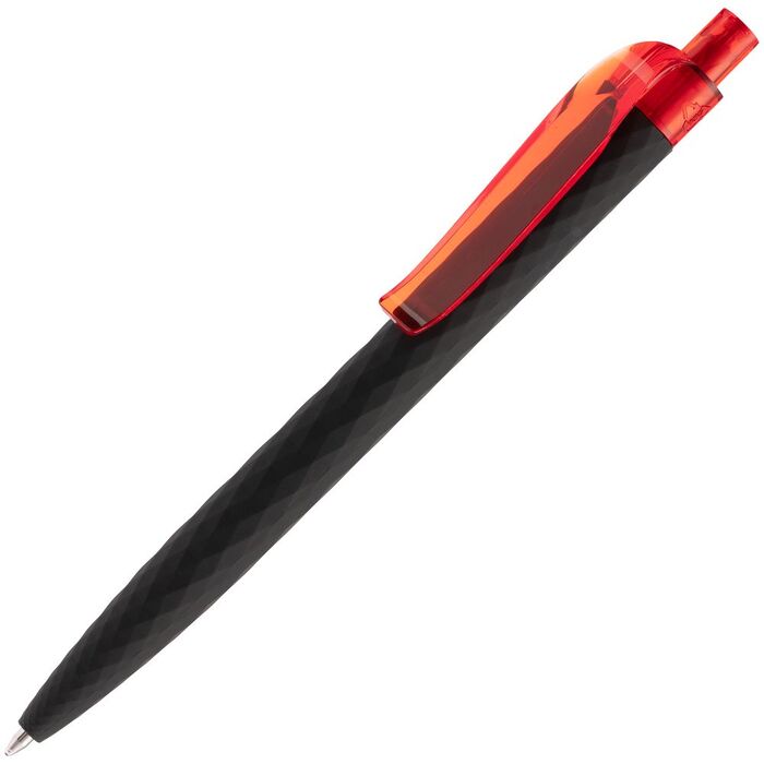 Ручка шариковая Prodir QS01 PRT-T Soft Touch, черная с красным
