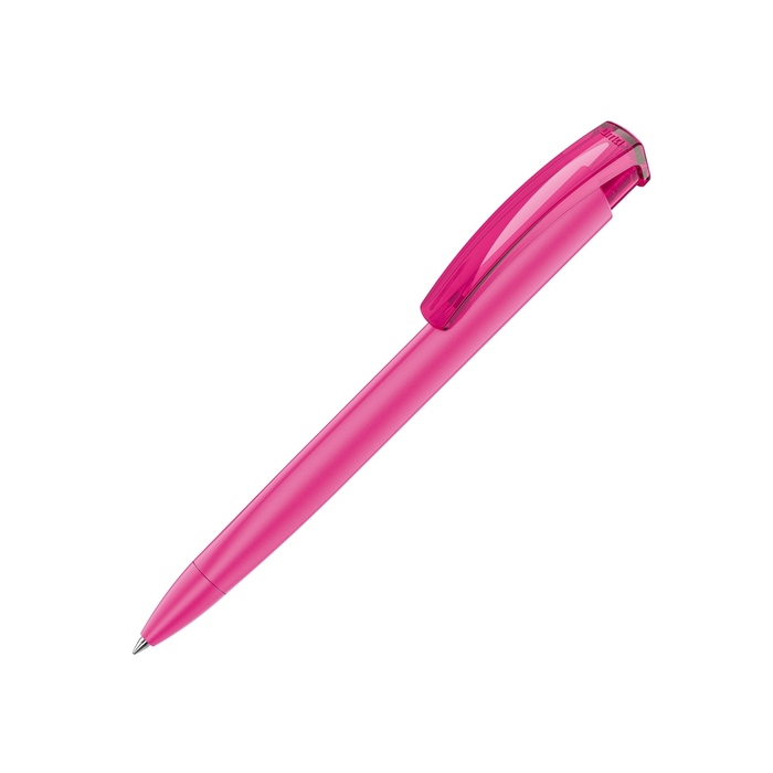 Ручка шариковая трехгранная UMA «TRINITY K transparent GUM», soft-touch, розовый