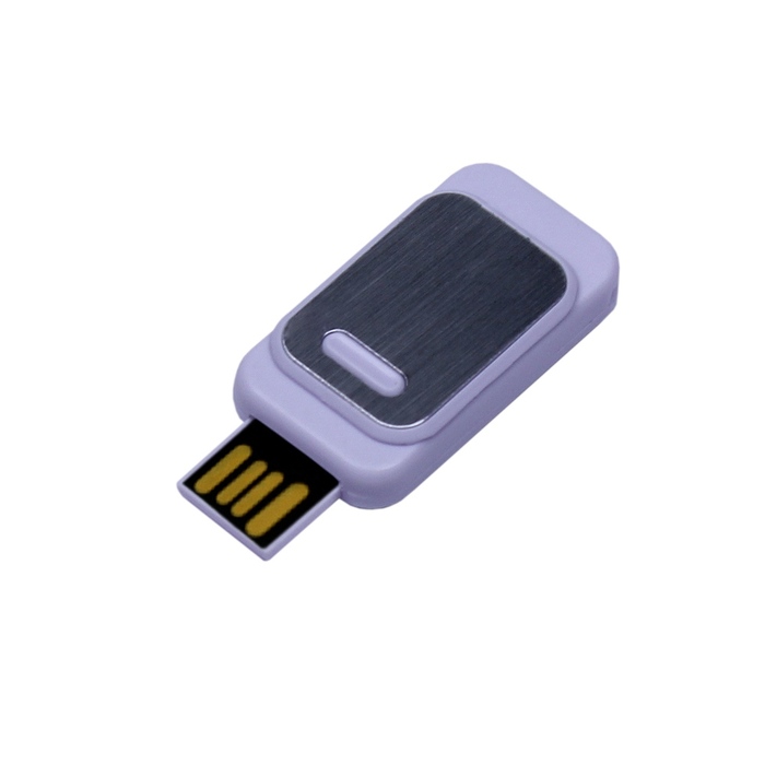 USB-флешка промо на 32 Гб прямоугольной формы, выдвижной механизм, белый