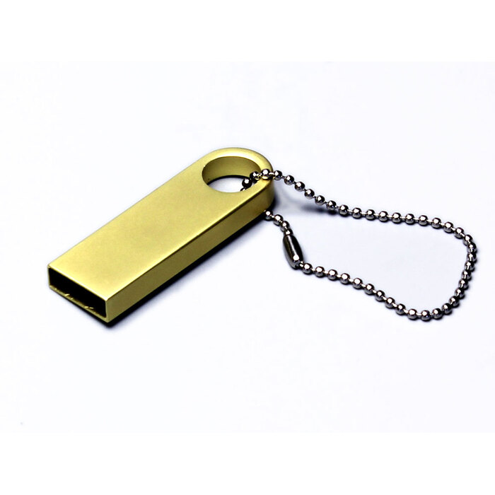 USB 2.0-флешка на 128 Гб с мини чипом и круглым отверстием, золотистый