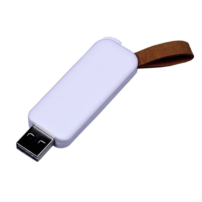 USB-флешка промо на 128 Гб прямоугольной формы, выдвижной механизм, белый