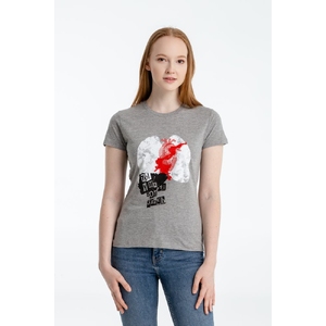 Футболка женская «Ты у меня вот здесь», серый меланж, размер M
