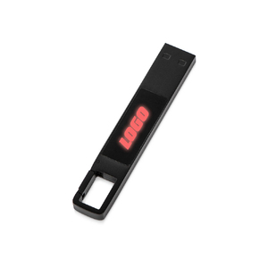 USB 2.0- флешка на 32 Гб c подсветкой логотипа «Hook LED», темно-серый, красная подсветка